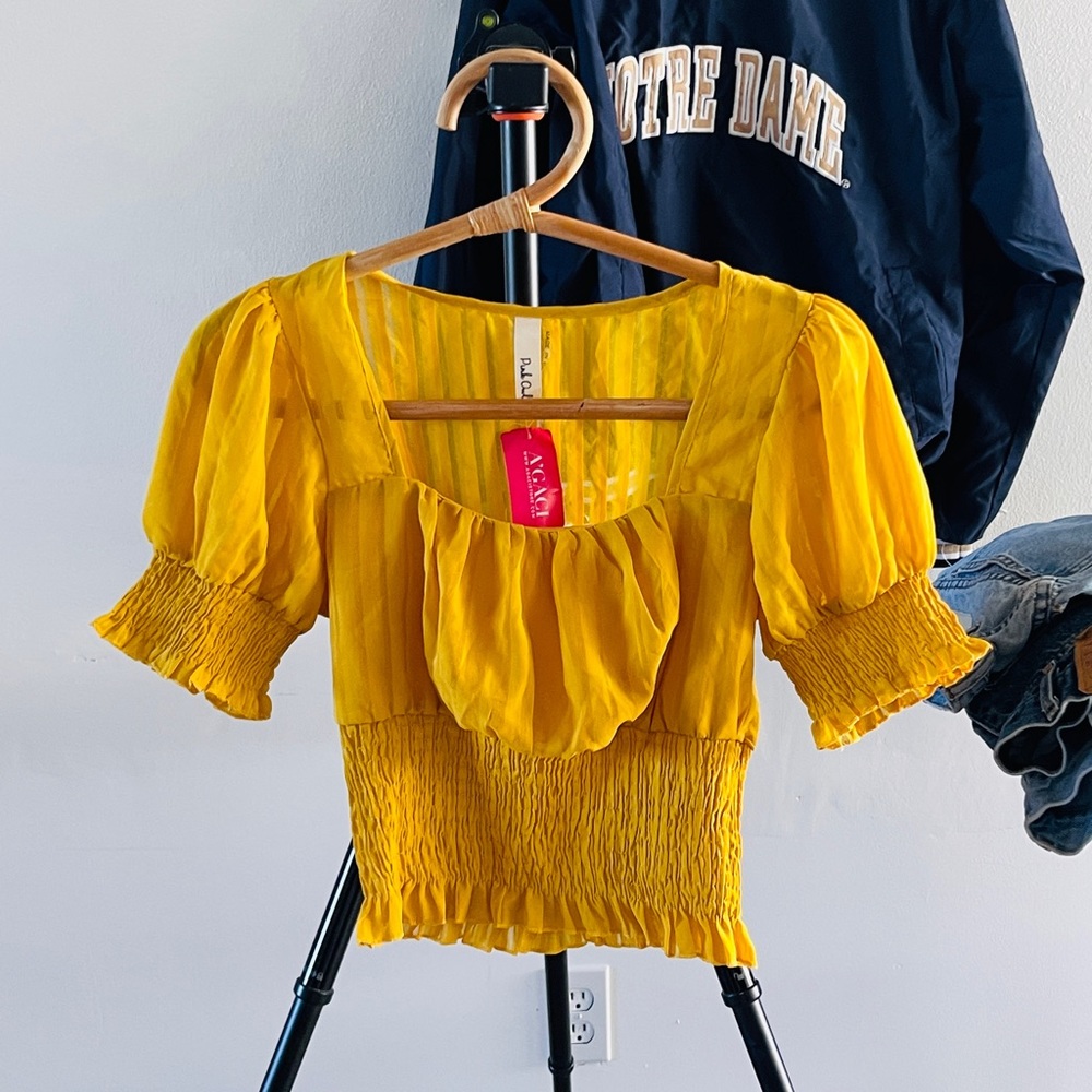 NWT love culture yellow crop top.